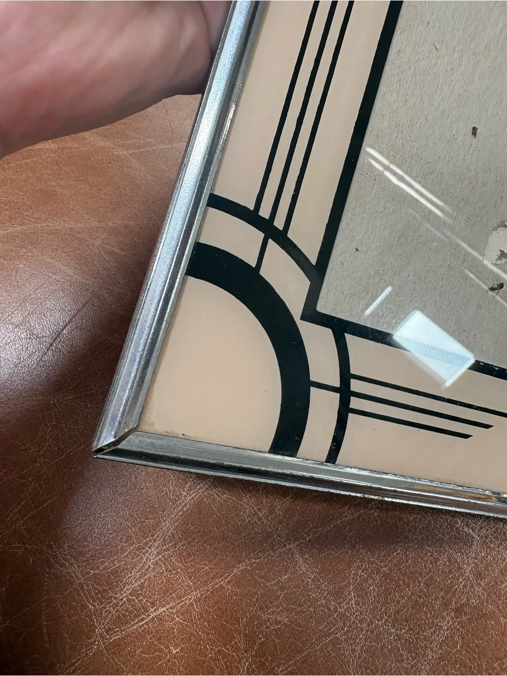 Lot of 2 Art Deco Vintage 1920s Glass Picture Frame 10x8 20s Metal Frame Antique